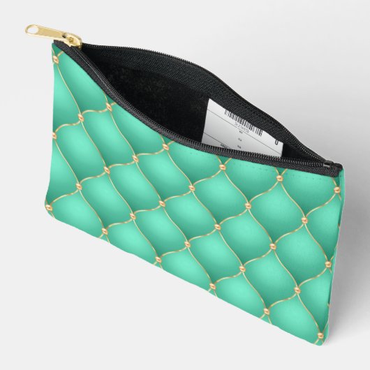 Pochette À Accessoires Ogee Gold Diamonds Turquoise (Ouvrir)