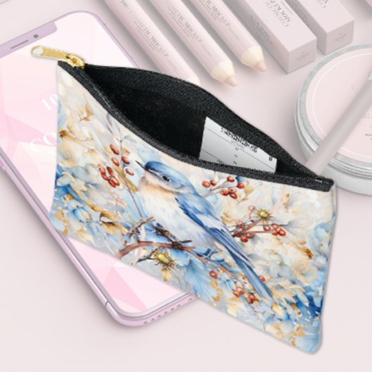 Pochette À Accessoires Oiseau bleu sur une branche