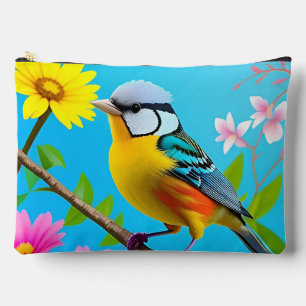 Pochette À Accessoires Oiseau chanteur vibrant perché sur une branche fle