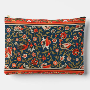 Pochette À Accessoires Oiseau et fleurs Perse Motif bleu rouge