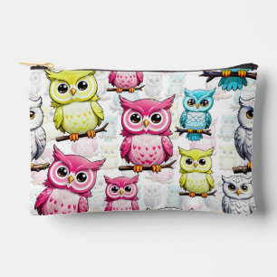 Pochette À Accessoires Oiseaux de Chouette colorée Motif Arrière - plan b