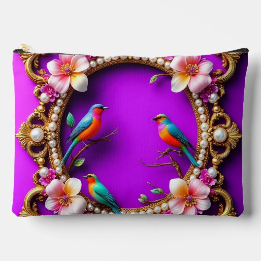 Pochette À Accessoires Oiseaux Vibrants Posés (Recto)