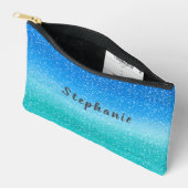 Pochette À Accessoires Ombre Sparkles parties scintillant bleue et verte (Ouvrir)