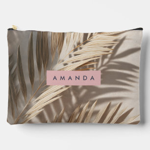 Pochette À Accessoires Ombres de Palme Neutres Personnalisées Tropicales