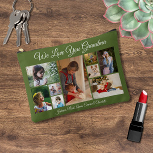 Pochette À Accessoires On t'aime grand-mère   Photo Olive Green 9 personn