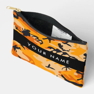 Pochette À Accessoires Orange Camouflage Votre nom Personnalisez