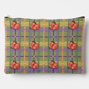 Pochette À Accessoires Orange Fleurs sur la mousse Green Plaid Accessory 
