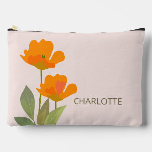 Pochette À Accessoires Orange Tulips Floral Nom personnalisé Accueil