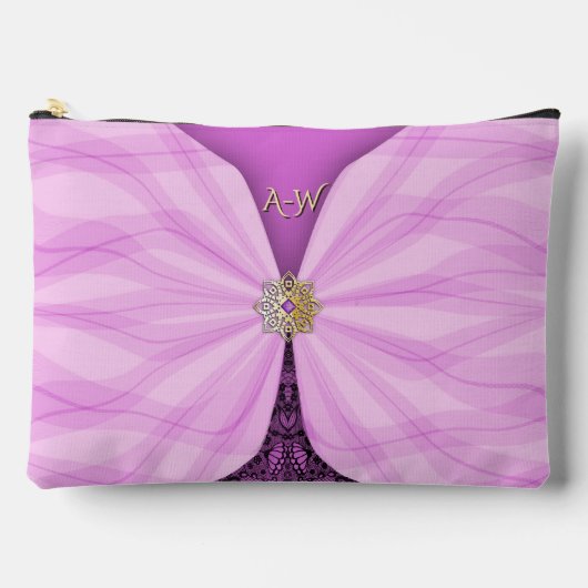 Pochette À Accessoires Orchidée Rose Bijou Textile Illusion Monogrammée (Recto)