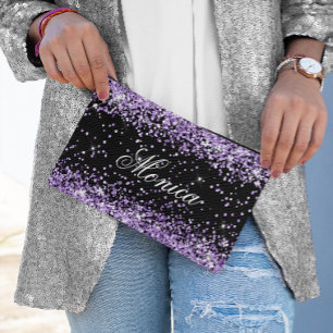 Pochette À Accessoires Paillette Violet Clair Noir