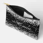 Pochette À Accessoires Paillettes Argentées Noire (Ouvrir)