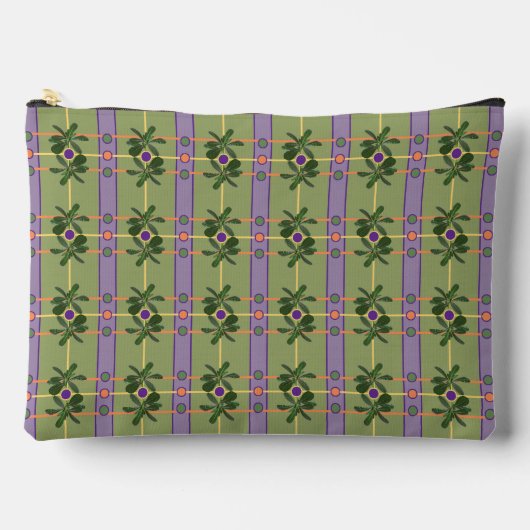 Pochette À Accessoires Pale Lavender Stripes with Greens Accessory Pouch (Recto)