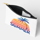 Pochette À Accessoires Palmier de coucher de soleil rétro (Ouvrir)