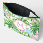 Pochette À Accessoires Palmiers tropicaux rose et vert de Preppy Monogram (Ouvrir)