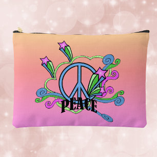 Pochette À Accessoires Panneau de Paix des années 1960 cool Scrolls Étoil