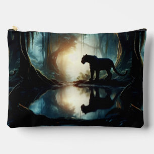 Pochette À Accessoires Panthère noire reflétée dans la piscine d'eau dans