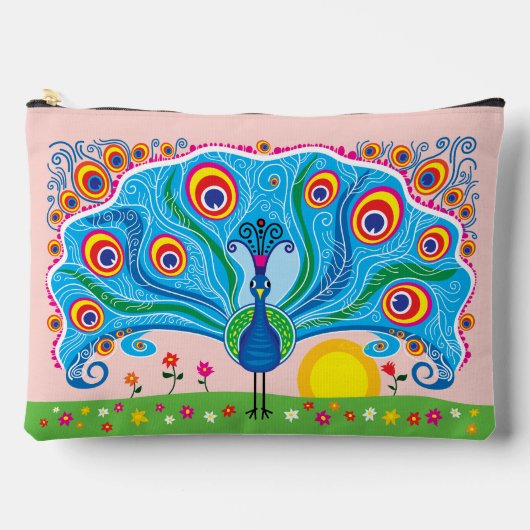 Pochette À Accessoires Paon avec des fleurs (Recto)
