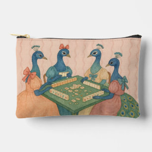 Pochette À Accessoires Paons vintage jouant au Mahjong