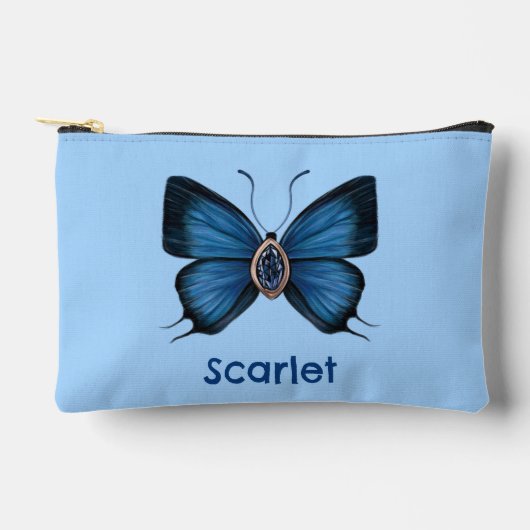 Pochette À Accessoires Papillon bleu de naissance personnalisé septembre (Recto)
