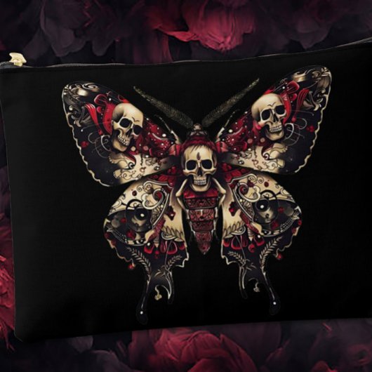 Pochette À Accessoires Papillon gothique avec crânes