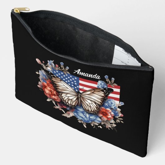 Pochette À Accessoires Papillon Patriotique 4 juillet Grand (Ouvrir)