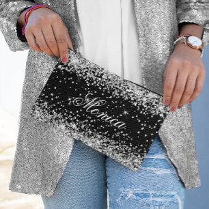 Pochette À Accessoires Parties scintillant en argent noir