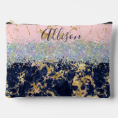 Pochette À Accessoires Parties scintillant et marbre personnalisé (Recto)