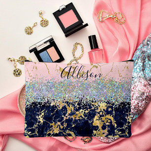 Pochette À Accessoires Parties scintillant et marbre personnalisé