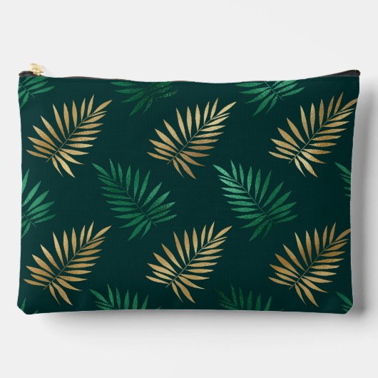 Pochette À Accessoires Parties scintillant verte et or sur Feuilles tropi (Recto)