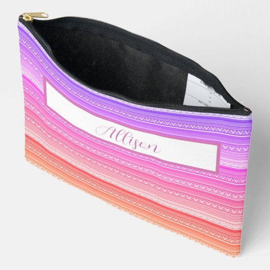 Pochette À Accessoires Pastel arc-en-ciel aztèque motif personnalisé (Ouvrir)