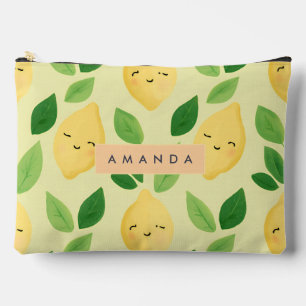 Pochette À Accessoires Pastel personnalisé Cute Smiling Citron Motif