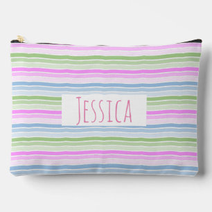 Pochette À Accessoires Pastel Wavy rayé moderne personnalisé