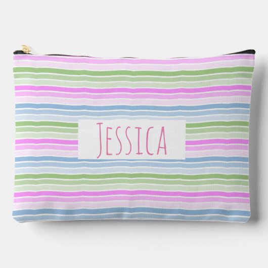 Pochette À Accessoires Pastel Wavy rayé moderne personnalisé (Recto)