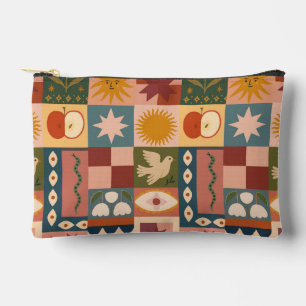 Pochette À Accessoires Patchwork céleste bohémien avec symboles mystiques