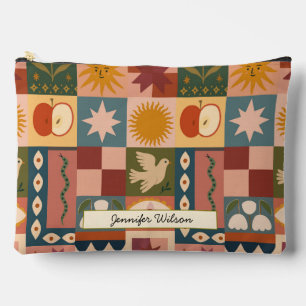 Pochette À Accessoires Patchwork céleste bohémien avec symboles mystiques