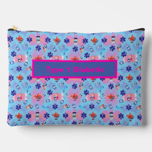 Pochette À Accessoires Pâte rose Sur Ciel Bleu Type 1 Diabétique