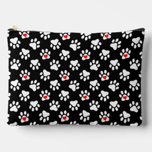 Pochette À Accessoires Pâtes de chien mignonnes noir et blanc avec Motif 