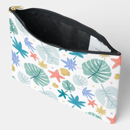 Pochette À Accessoires Patrón de verano con hojas tropicales (Ouvrir)