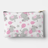 Pochette À Accessoires Pattern of Elephants, Cute Elephants - Pink Gray (Verso)