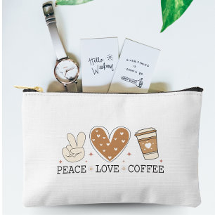 Pochette À Accessoires Peace Love Café I Love Citation de café Drôle Happ