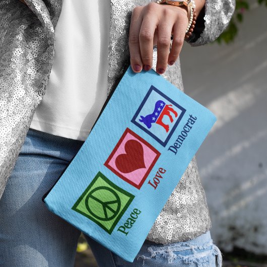 Pochette À Accessoires Peace Love Democrat Donkey Cute Blue