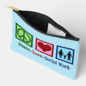 Pochette À Accessoires Peace Love Social Work Cute Blue (Ouvrir)