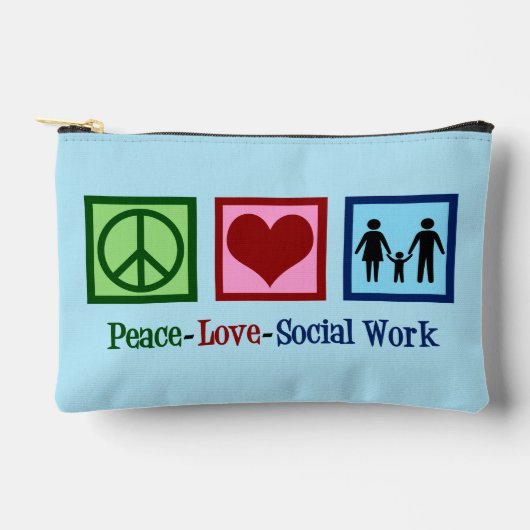Pochette À Accessoires Peace Love Social Work Cute Blue (Recto)