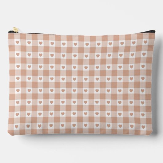 Pochette À Accessoires Peach Plaid Heart Gingham Retro Color (Recto)