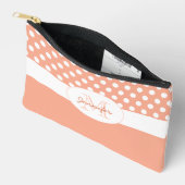 Pochette À Accessoires Peach White pois rétro motif Monogramme (Ouvrir)
