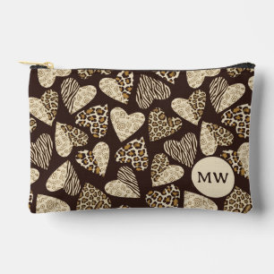 Pochette À Accessoires Peau d'animal aux coeurs