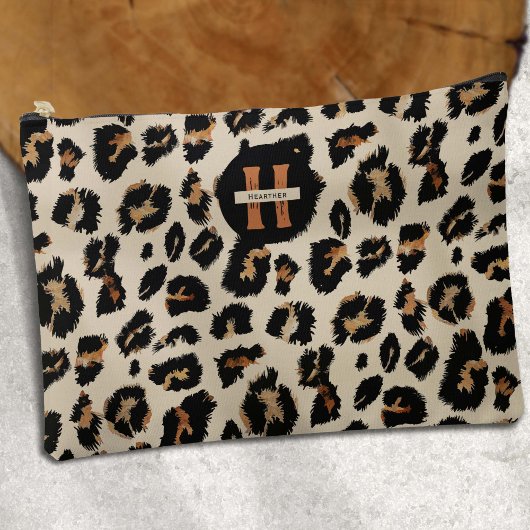 Pochette À Accessoires Peau léopard, Petterne animal moderne, Monogramme