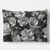 Pochette À Accessoires Peinture à l'huile de fleurs en niveaux de gris (Verso)