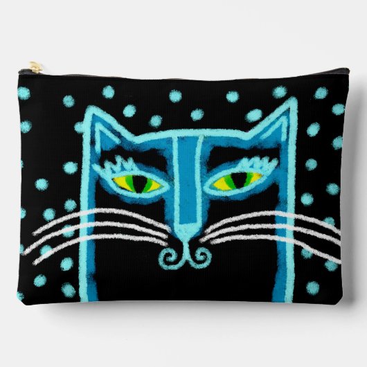 Pochette À Accessoires Peinture Abstraite de Chat Noir Funky (Recto)