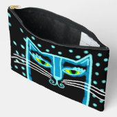 Pochette À Accessoires Peinture Abstraite de Chat Noir Funky (Ouvrir)